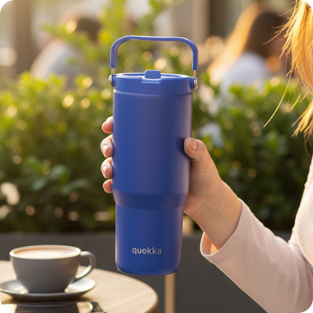 QUOKKA VASO COOL TERMO ACERO INOXIDABLE CON ASA CORE DUSK BLUE 860 ML