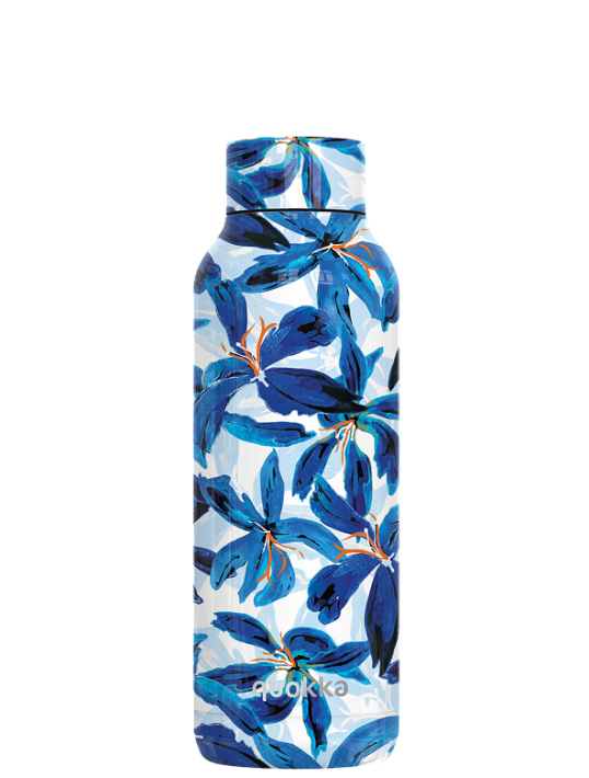 QUOKKA BOTELLA TERMO ACERO INOXIDABLE SOLID BLUE HIBISCUS 510 ML