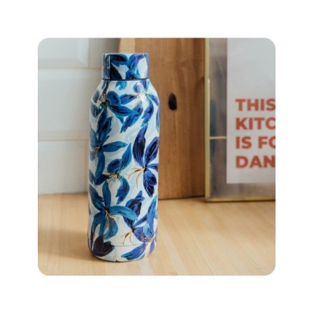 QUOKKA BOTELLA TERMO ACERO INOXIDABLE SOLID BLUE HIBISCUS 510 ML
