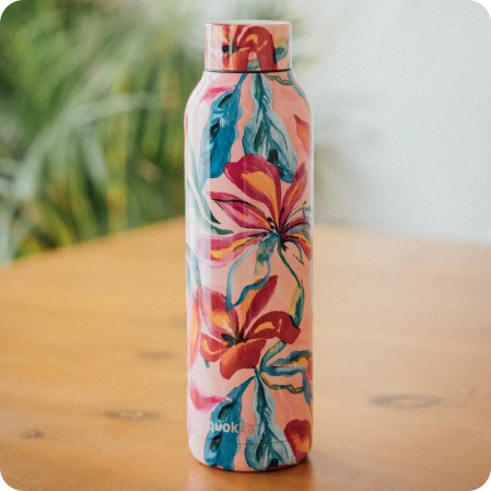QUOKKA BOTELLA TERMO ACERO INOXIDABLE SOLID TROPICAL BLOOM 630 ML