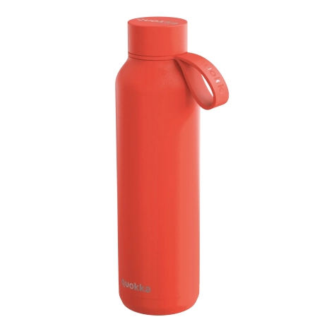QUOKKA BOTELLA TERMO ACERO INOXIDABLE SOLID CON COLGADOR ORANGE 630 ML