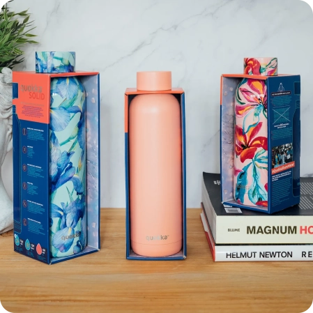 QUOKKA BOTELLA TERMO ACERO INOXIDABLE SOLID CON COLGADOR COLOR NATURE 630 ML