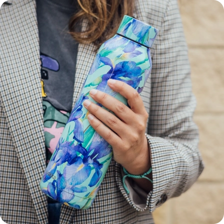 QUOKKA BOTELLA TERMO ACERO INOXIDABLE SOLID BLUE IRISES 850 ML