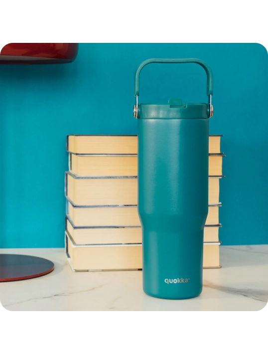 QUOKKA VASO COOL TERMO ACERO INOXIDABLE CON ASA CORE MIDNIGHT GREEN 860 ML