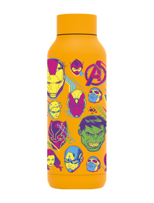 QUOKKA BOTELLA TERMO ACERO INOXIDABLE SOLID AMBER YELLOW 510 ML AVENGERS NEON
