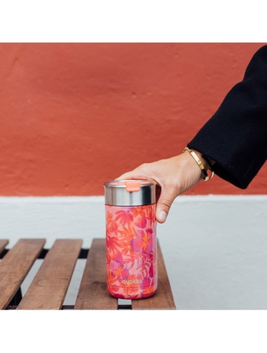 QUOKKA VASO CAFE TERMICO ACERO INOXIDABLE BOOST CORAL GARDEN 400 ML