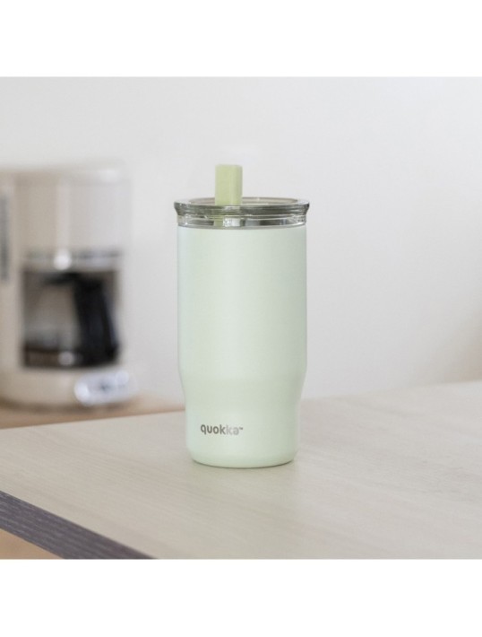 QUOKKA VASO TERMO ACERO INOXIDABLE CON PAJITA MIST PASTEL GREEN 720 ML