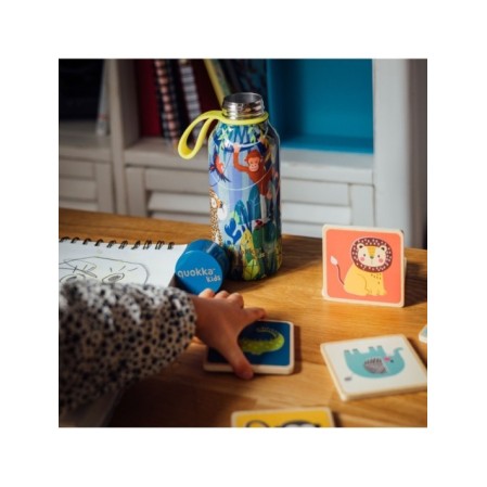 QUOKKA KIDS BOTELLA TERMO ACERO INOXIDABLE SOLID CON COLGADOR JUNGLE 330 ML
