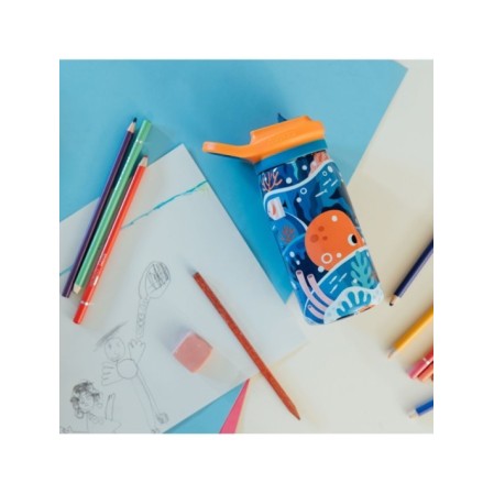 QUOKKA KIDS BOTELLA TERMO ACERO INOXIDABLE CON SIPPER POP OCEAN 445 ML