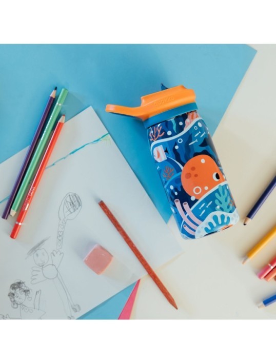 QUOKKA KIDS BOTELLA TERMO ACERO INOXIDABLE CON SIPPER POP OCEAN 445 ML